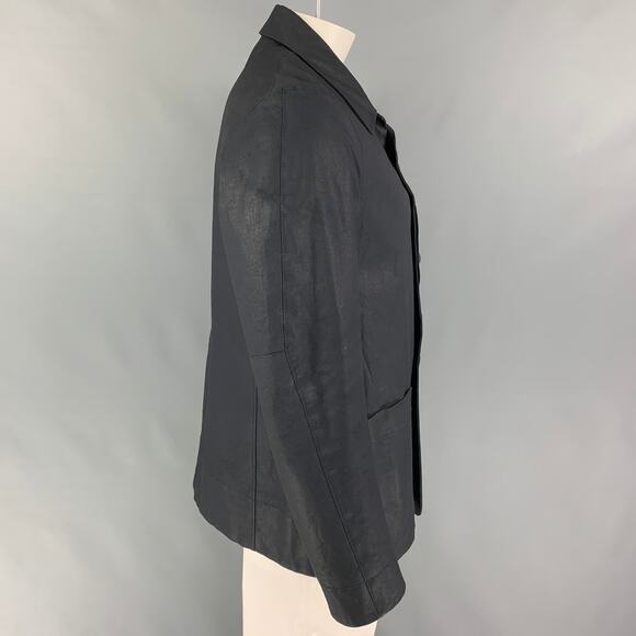 ACNE STUDIOS Size M Navy Coated Cotton Buttoned Coat - Picture 2 of 6